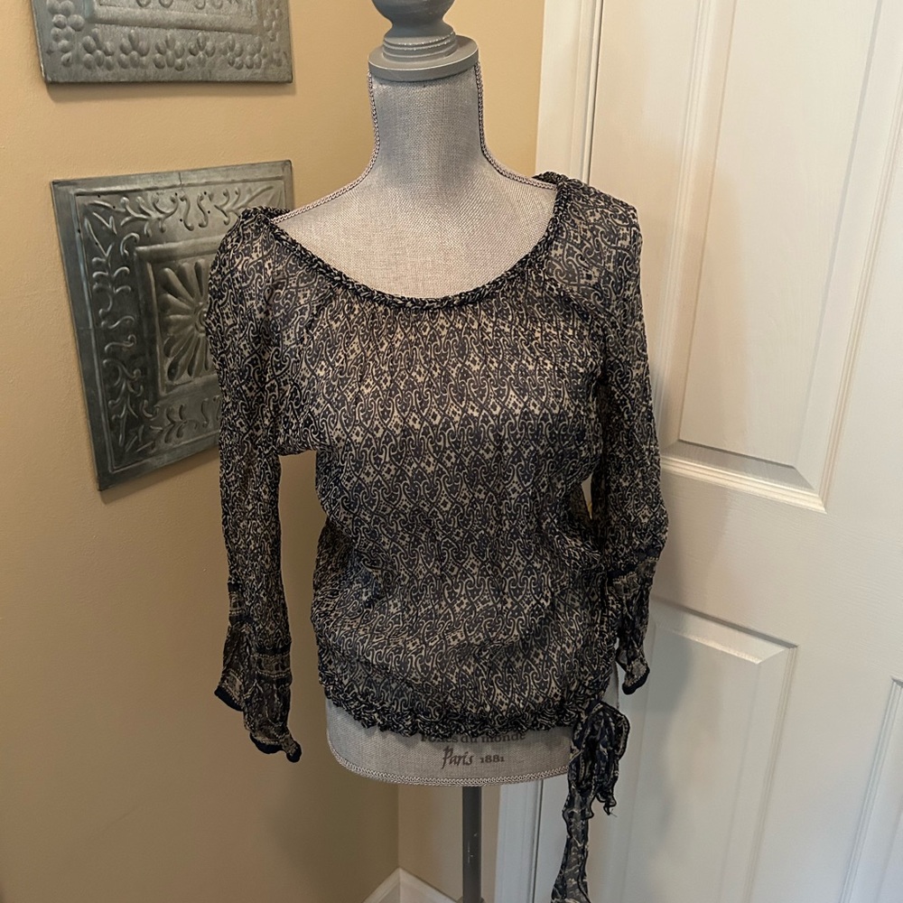 Chic Navy and Cream Women's Blouse